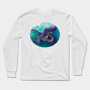 Purple Octopus Hovers Long Sleeve T-Shirt